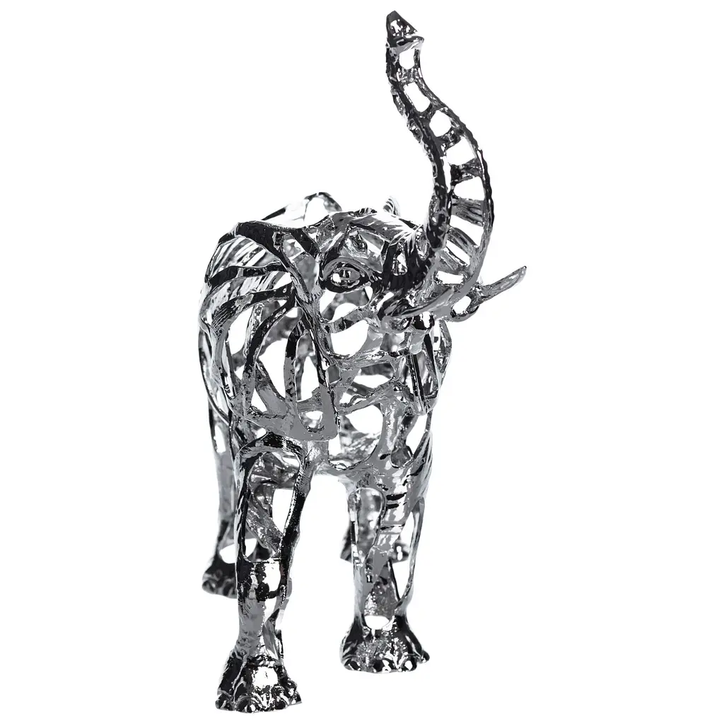 Декоративна фігурка Yiwu Elephant 25х10х25 см металева статуетка колекційна для дому напівпрозора декор на камін хром HP-7-10 - фото 3