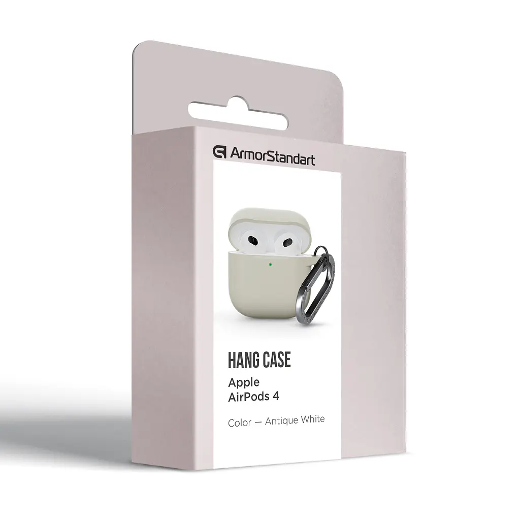 Силіконовий чохол для навушників Apple AirPods 4, Hang Case, бежевий, ультратонкий захисний кейс товщиною 2 мм, захист від подряпин, пилу та ударів, компактний, з карабіном для кріплення, ArmorStandart (ARM81279) - фото 8