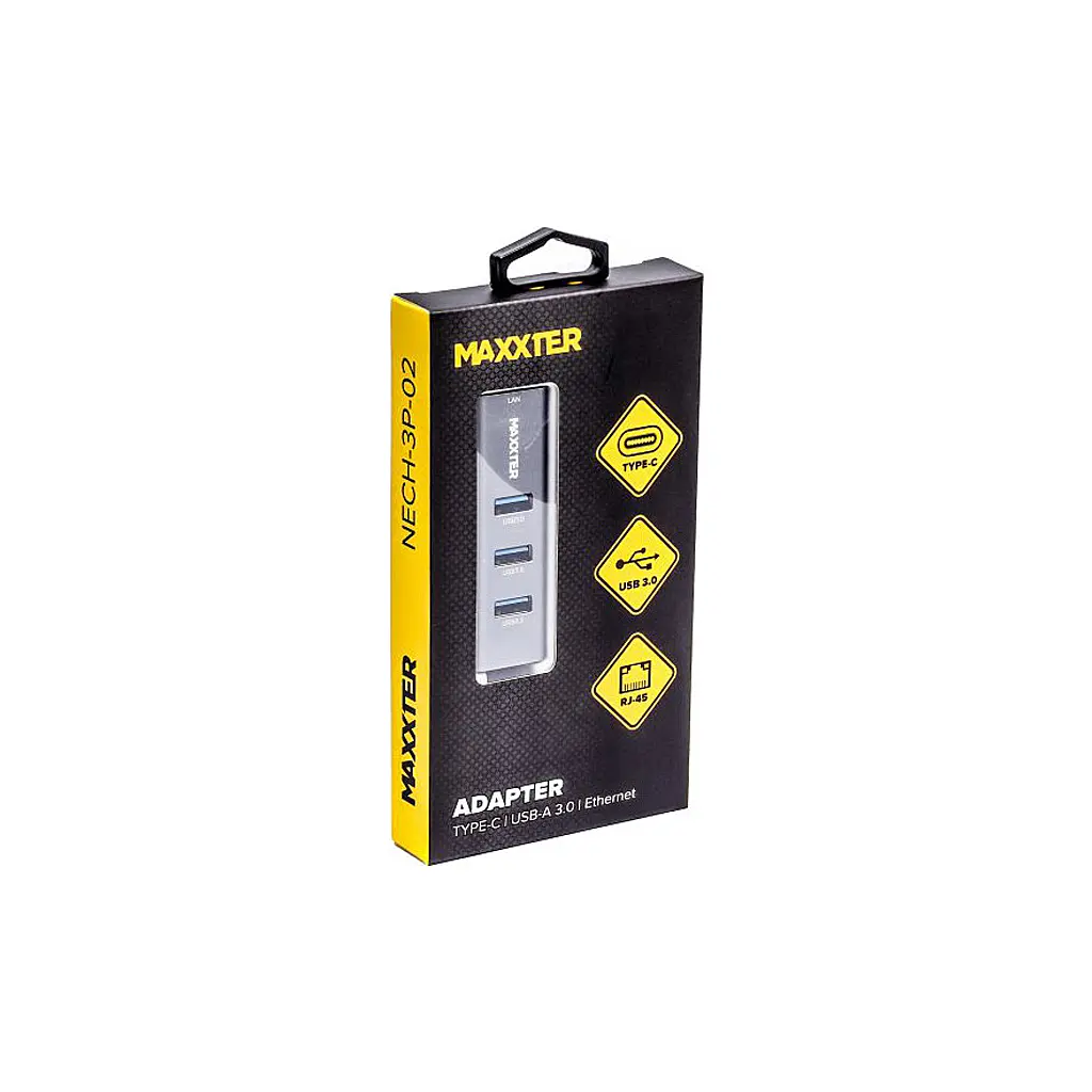 Концентратор Maxxter Type-C to Gigabit Ethernet, 3 Ports USB 3.0 (NECH-3P-02) - фото 3