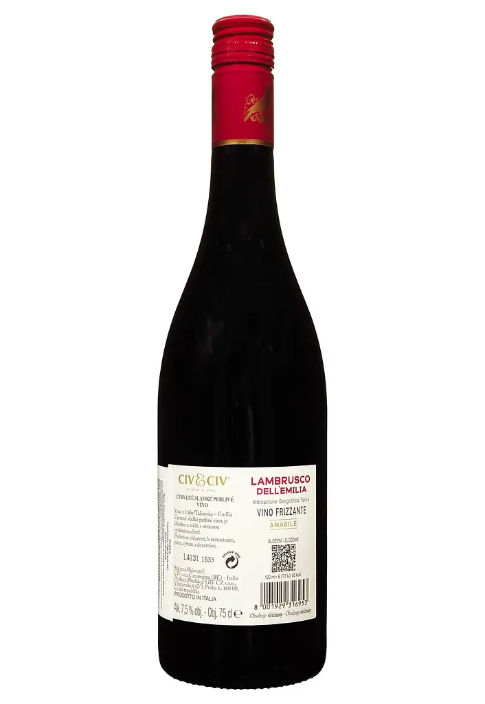 Вино полуигристое Civ&Civ Lambrusco dell'Emilia Rosso Amabile полусладкое красное 0.75 л - фото 2