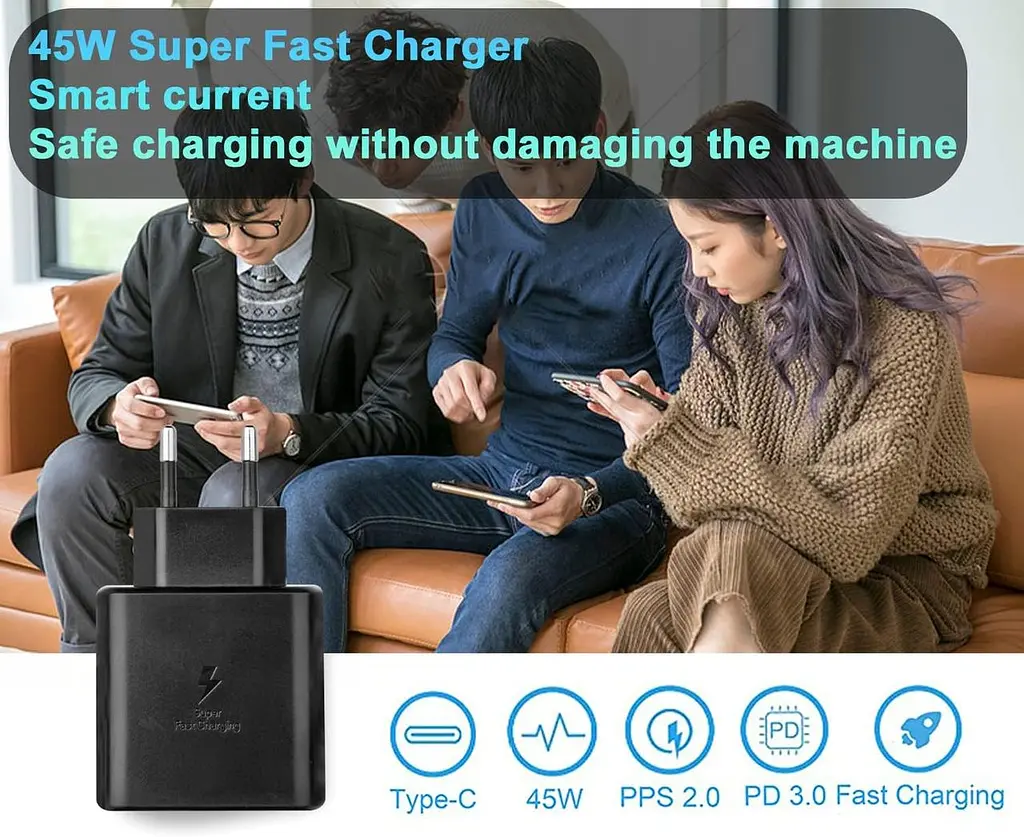 Зарядний комплект USB-C 45W з кабелем 100W 2 м для Samsung Galaxy - фото 6