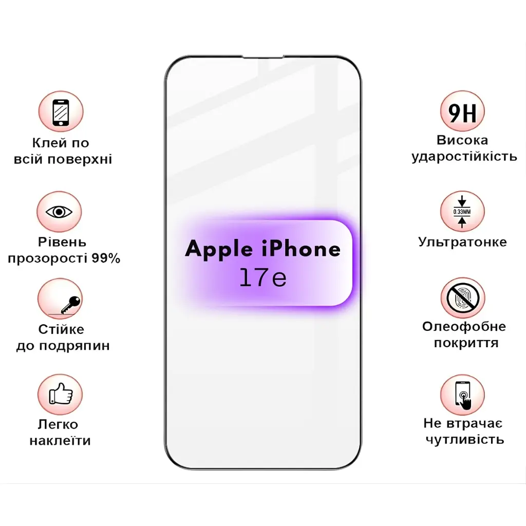 Скло захисне BeCover Apple iPhone 17e Black (715141) - фото 3