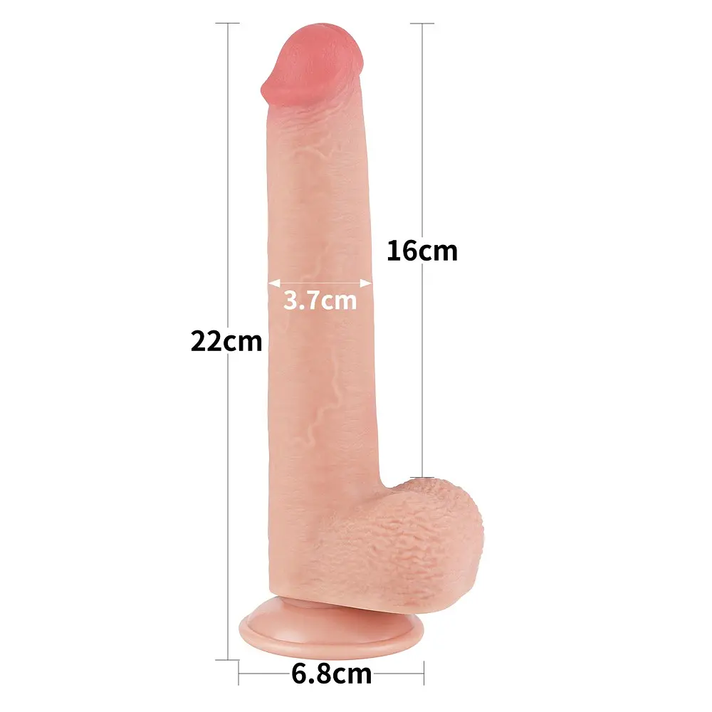 Фалоімітатор LoveToy Sliding-Skin Dual Layer Dong 22 см тілесний - фото 7