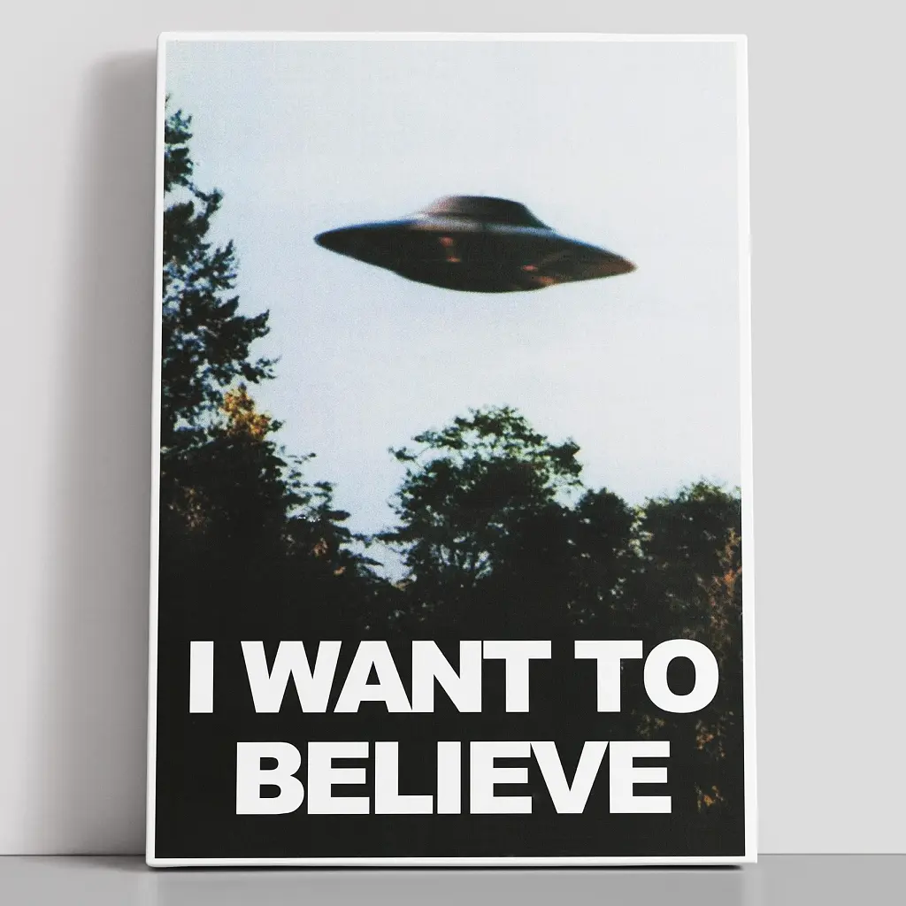 Інтер'єрна картина Цілком таємно, X-Files, I want to believe, НЛО, UFO, серіал, інтер'єрний постер, 85×60 см (id1578) - фото 9