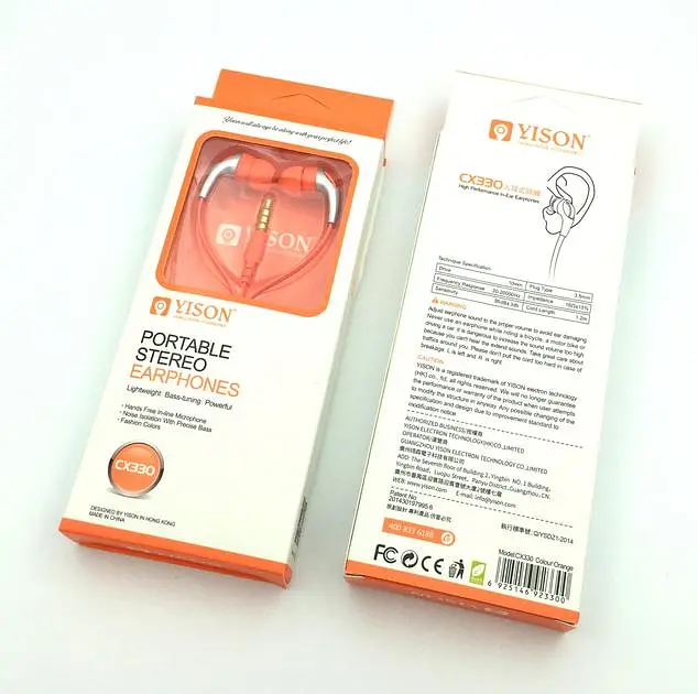 Провідні вакуумні навушники Yison CX330, 3.5mm, 1.2m, orange - фото 4