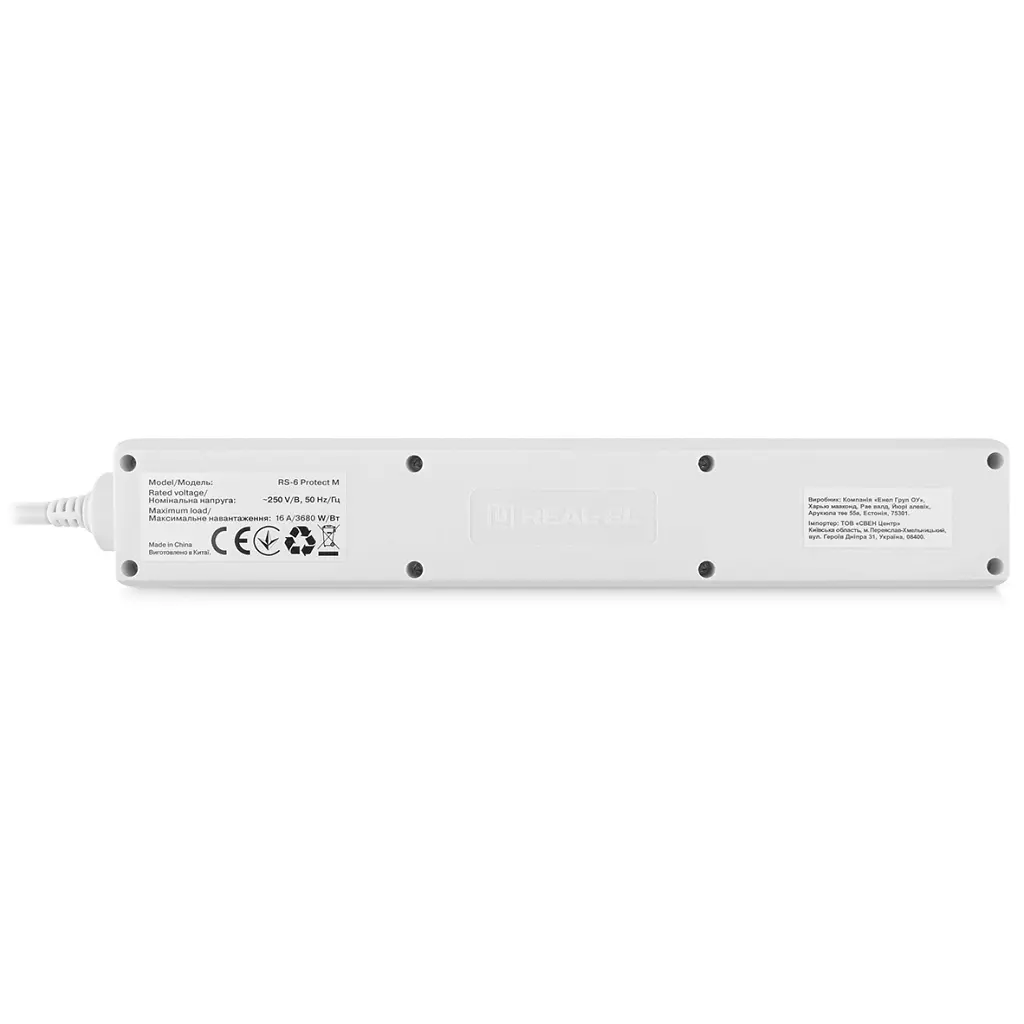 Мережевий фільтр живлення REAL-EL RS-6 Protect M 5m, white (EL122300035) - фото 9