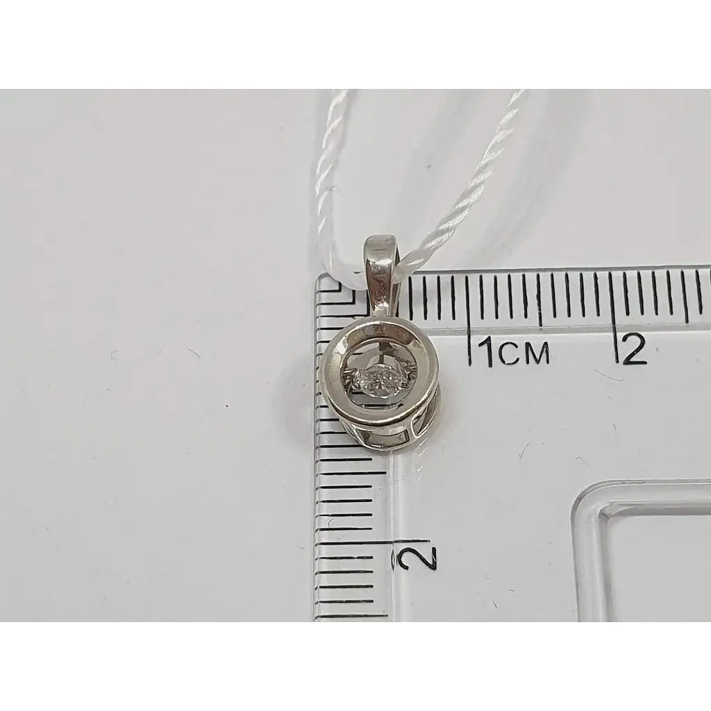 Золотая подвеска Семейные драгоценности с плавающим фианитом. 1740568 бел - фото 4