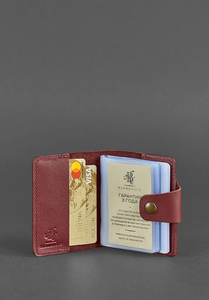 Жіночий шкіряний кард-кейс 7.1 (Книжечка) бордовий - фото 3