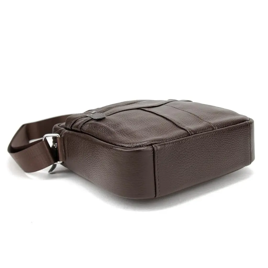 Шкіряний маленький чоловічий месенджер коричневий Tiding Bag M56-0187C - фото 4