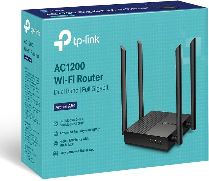 Маршрутизатор TP-LINK Archer A64 Wi-Fi 5 AC1200 1267 Мб/с 2,4 и 5 ГГц 2 диапазона - фото 5