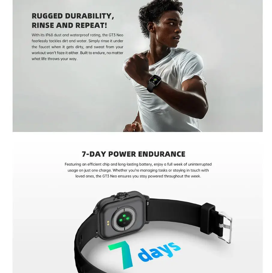 Смарт-годинник Smart Watch Black Shark GT-3 Neo Black 2.01 (296x240) TFT 250 мА·год - фото 8