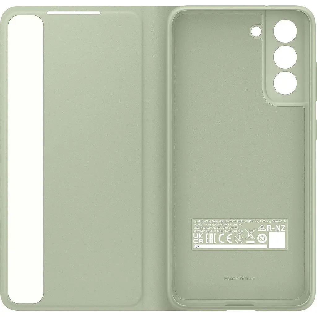 Оригінальний чохол-книжка для Samsung Galaxy S21 FE (G990) S-View Clear View Smart Cover Olive Green EF-ZG990CMEGRU - фото 5