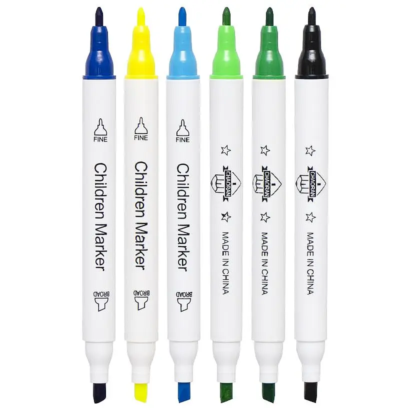 Фломастер двосторонній 12 кольорів Children Marker 190-12 в пластиковому боксі222