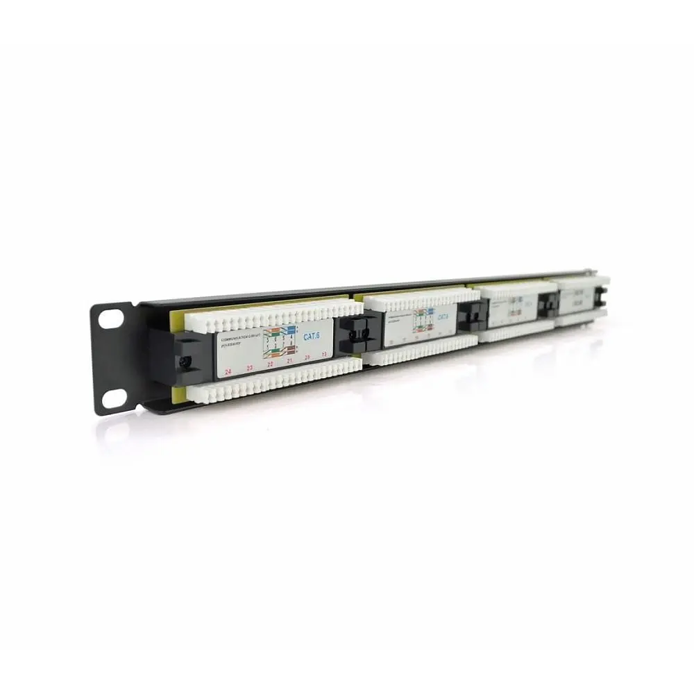 Патч-панель PiPo 24 порти UTP кат 6 19" 1U неекранована чорна Q25 (73-00885) - фото 2