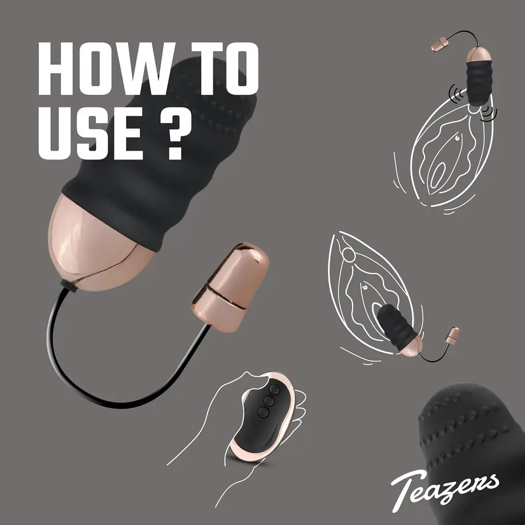 Виброяйцо Teazers Ribbed Vibrating Egg, 8 см (черный) - фото 10