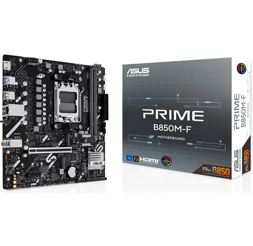 Материнська плата AM5 Asus PRIME B850M-F, B850, 2xDDR5, Int.Video (CPU), 4xSATA3, 2xM.2, 1xPCI-E 5.0 x16, 1xPCI-E 4.0 x1, Realtek 7.1, Realtek 1Gb, 4xUSB 3.2 / 6xUSB 2.0, HDMI, MicroATX