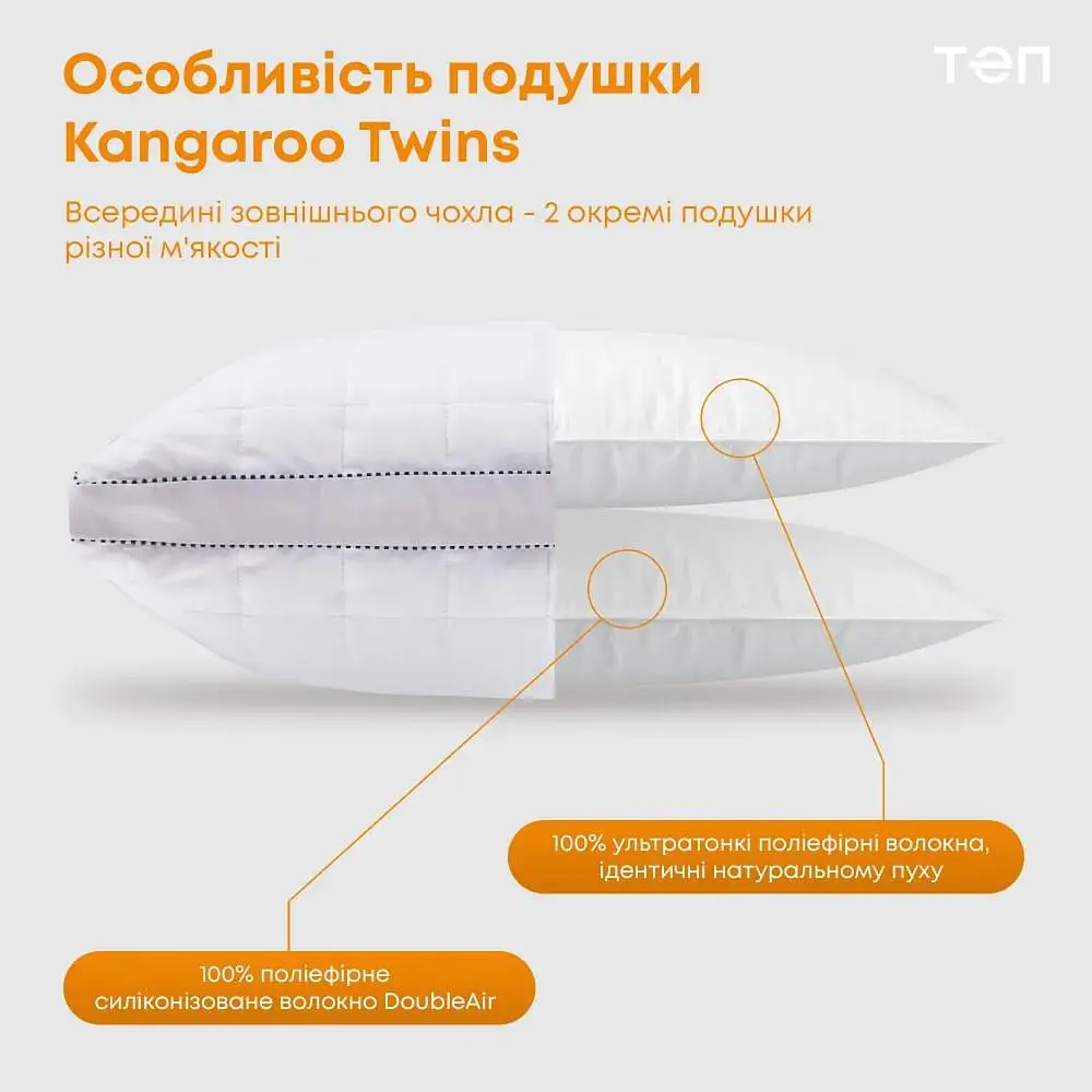 Подушка ТЭП Kangaroo Twins 3-00929_00000 50х70 см белая - фото 5