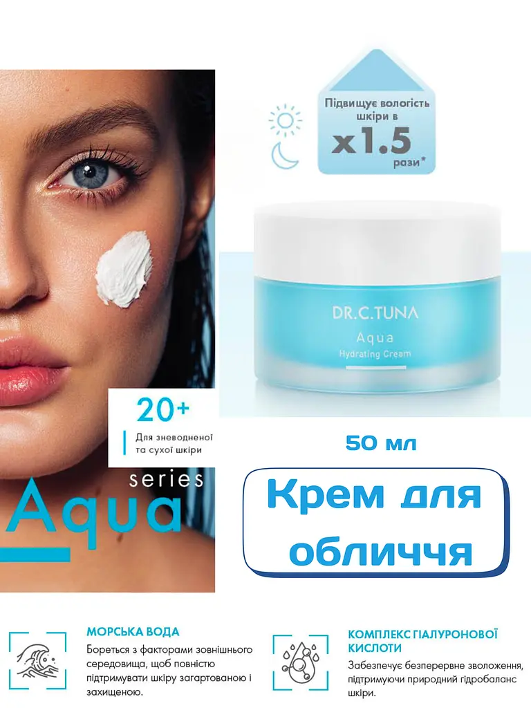Зволожуючий крем для обличчя для сухої та зневодненої шкіри Farmasi Aqua 50 мл - фото 2