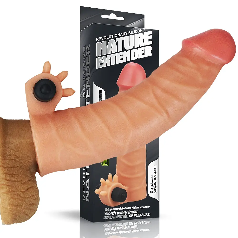 Насадка на пенис с вибрацией Lovetoy Vibrating Nature Extender 17.8 см телесный - фото 5