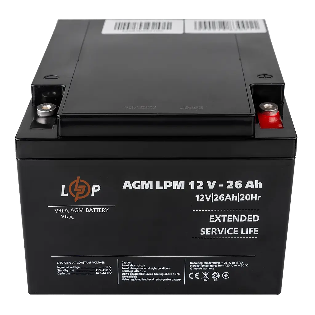 Аккумулятор AGM LPM 12V - 26 Ah під болт М5 - фото 2