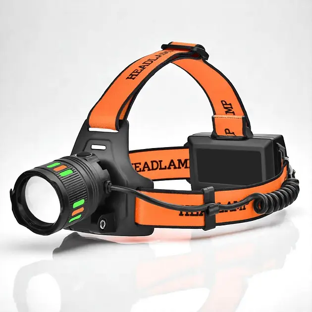 Налобний ліхтар з білим та червоним світлом XPRO NIGHT VISION FLUORESCENCE BL-T203-TG, 2x18650, зарядка USB Type-C, водонепроникний корпус, регульований зум (47142-203_214) - фото 4