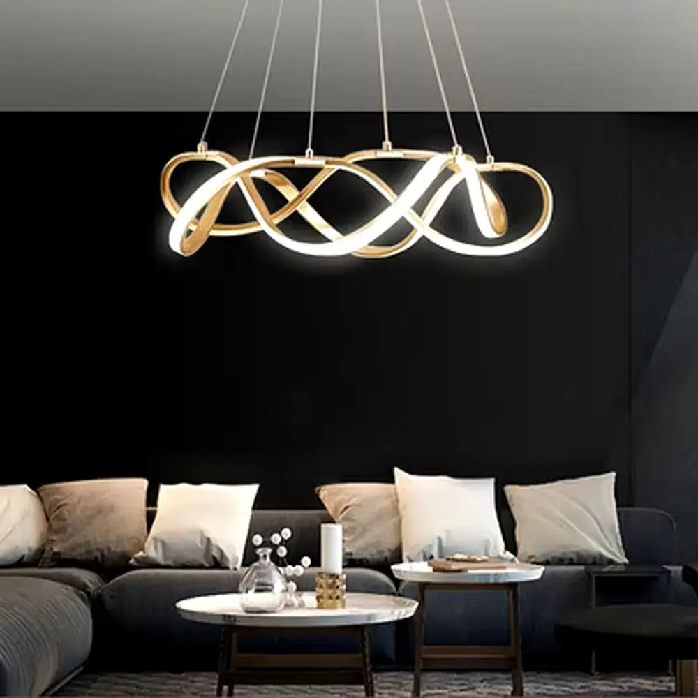 Золотая люстра с двумя волнообразными кольцами d70 см Ст. Y 405-700+700 GD Line F - фото 8