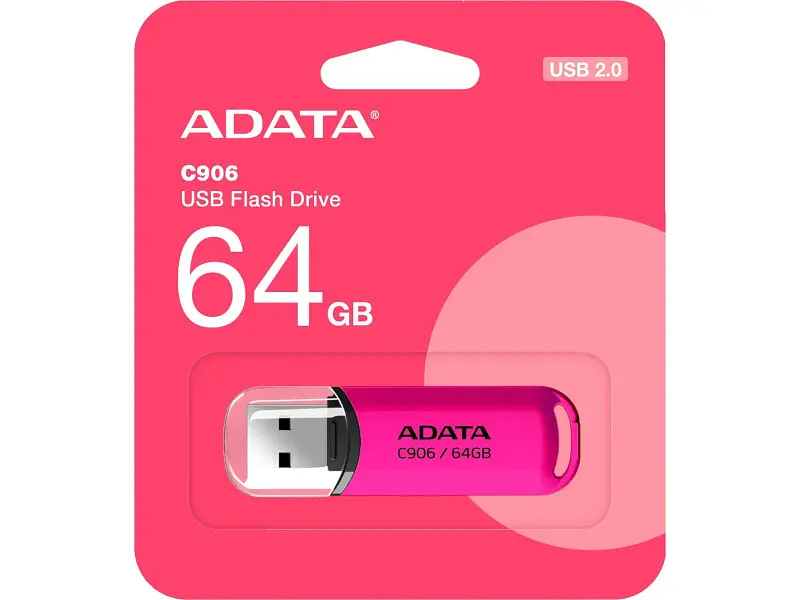 USB флеш накопичувач ADATA 64 GB C906 USB 2.0 Pink (AC906-64G-RPP) - фото 4
