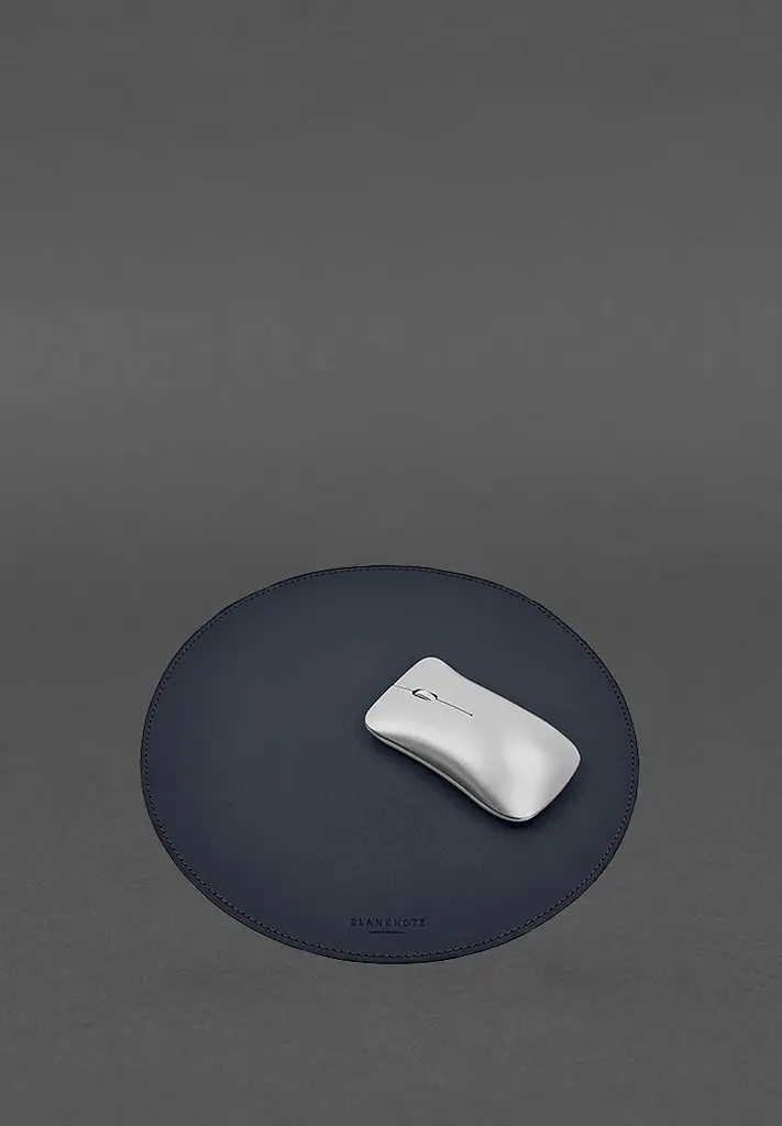 Круглый коврик для мышки из натуральной кожи синий краст - фото 4