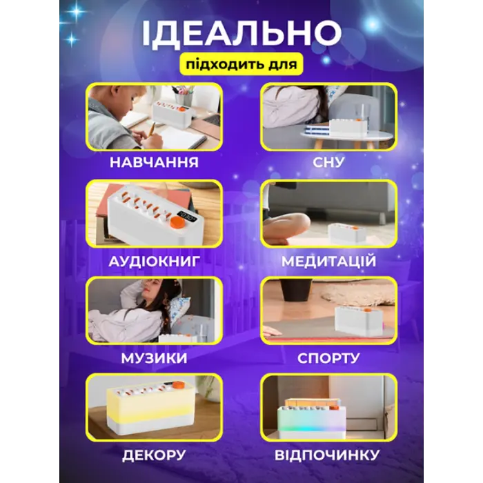 Генератор білого шуму зі звуками природи акумуляторний 3в1+bluetooth колонка + rgb нічник S660Pro - фото 5