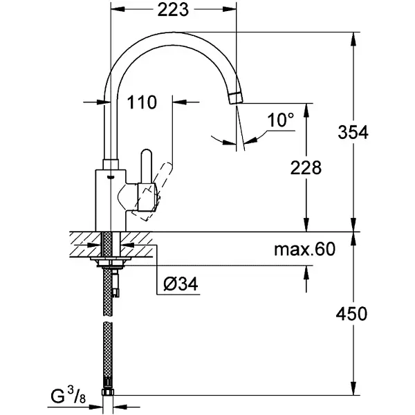 Змішувач для кухні Grohe Eurosmart Cosmopolitan 32843000, Хром - фото 3