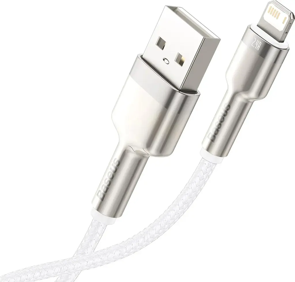 Кабель Baseus Cafule Metal USB to Lightning 1м White (CALJK-A02) [82098] - фото 4