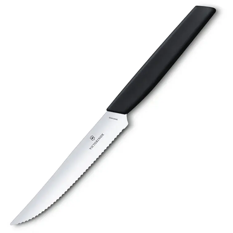 Кухонний ніж Victorinox Swiss Modern SteakPizza 12 см Serrated Black (6.9003.12W)
