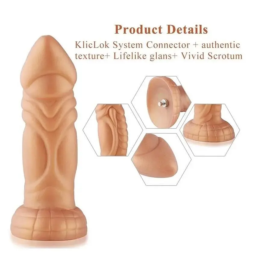 Фалоімітатор Hismith Slightly Curved Silicone Dildo Monster Series кріплення KlicLok для секс-машин - фото 3