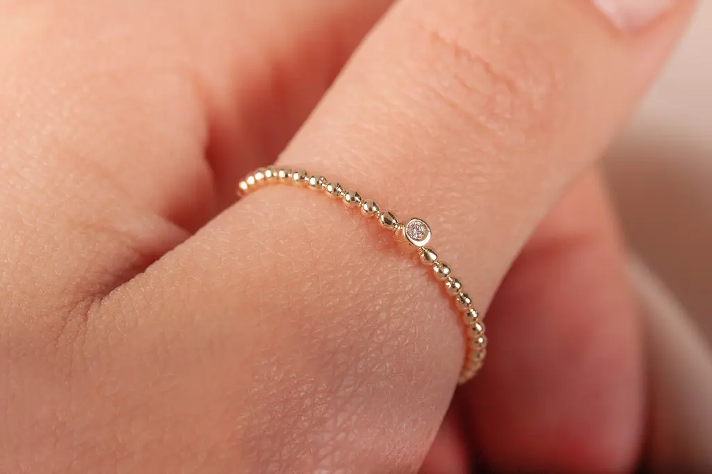 Каблучка з жовтого золота з фіанітами 14.5 K-0201 - фото 7