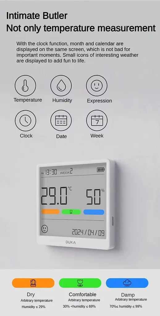 Термометр гігрометр годинник ATuMan THSE Temperature and Humidity Clock - фото 7