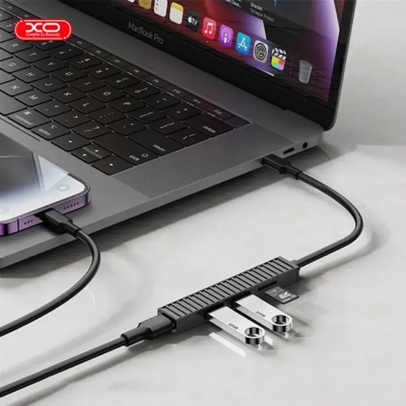 Концентратор XO USB-C 4-in-1 порти XO HUB014B.black (HUB014B.black) - фото 5