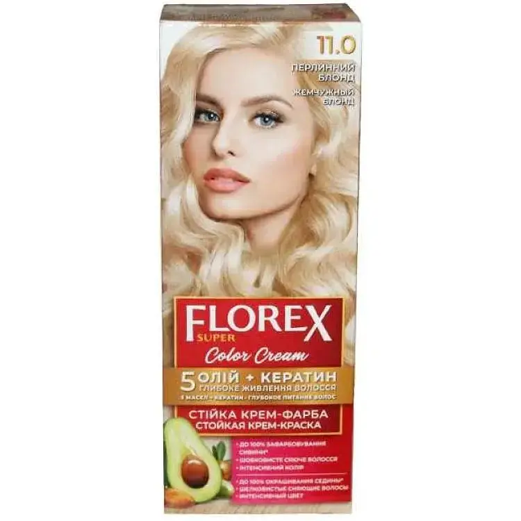 Крем-фарба Florex Перлиний блонд КЕРАТИН 11.0