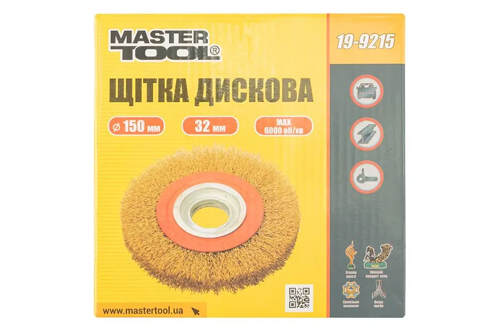 Корщинка MasterTool для болгарки УШМ проволочная щетка дисковая 150 мм 19-9215 - фото 4
