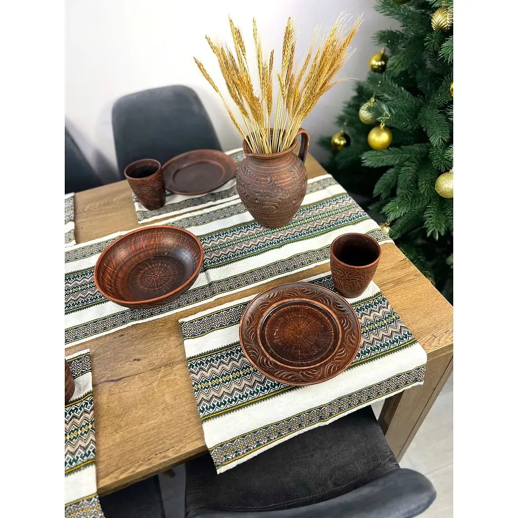 Комплект Рождественский льняной с украинским орнаментом Рандеву Ранер 140х30 см + салфетки 30х40 см 30 шт. - фото 4