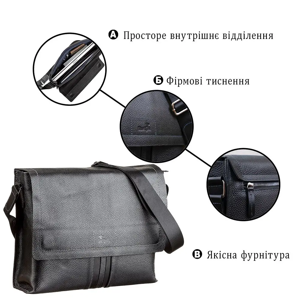 Сумка чоловіча SHVIGEL 11106 шкіряна чорна - фото 8