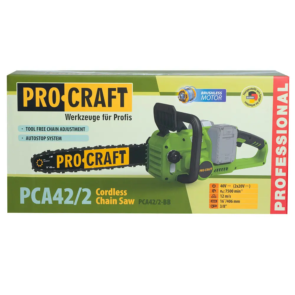 Акумуляторна ланцюгова пила Procraft PCA42/2 20В, безщіткова, без АКБ та зарядного пристрою, потужна і легка - фото 10