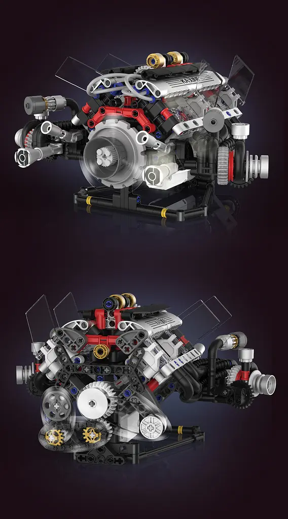 Конструктор двигателя BMW F1 V8 аккумуляторный мотор с приложением STEM конструктор двигателя внутреннего сгорания для детей и взрослых, 664 детали - фото 3