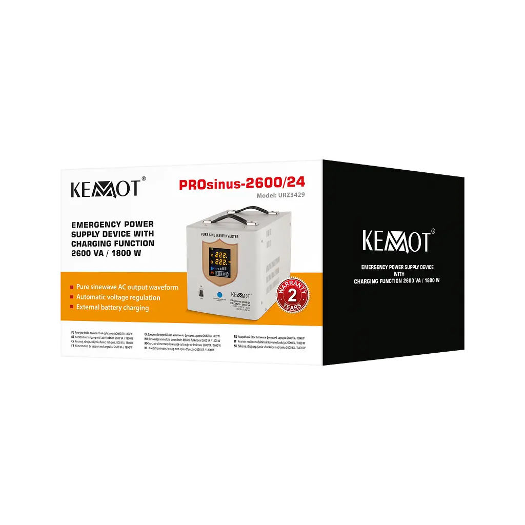 ДБЖ Перетворювач напруги Volt Polska KEMOT PROsinus 2600 24/230V (2600VA/1800W) URZ3429 - фото 2