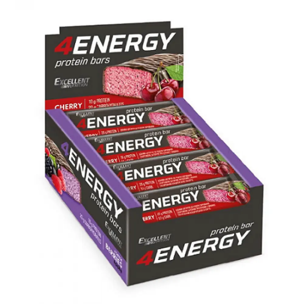 Протеїнові батончики 4 ENERGY — 24 × 40 г Cherry