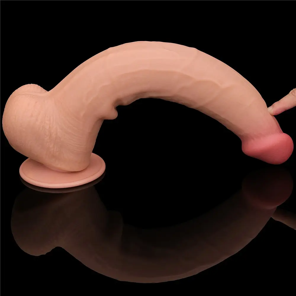 Фалоімітатор LoveToy Sliding-Skin Dual Layer Dong King Sized 34 см тілесний - фото 10