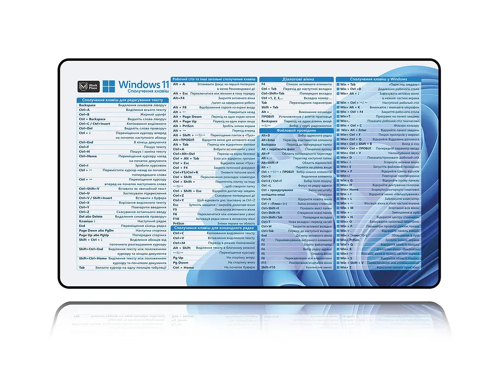 Великий килимок для мишки WorkPlaceShop Поєднання клавіш для Windows Блакитний, 500 х 300 мм - фото 2
