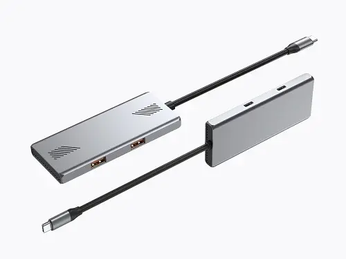 Хаб USB Gembird UHB-CM-U310-A2C2-01, Grey, Type-C 3.2 - 2xType-C 3.2 / 2xUSB 3.2, кабель 18 см, алюмінієвий корпус - фото 3