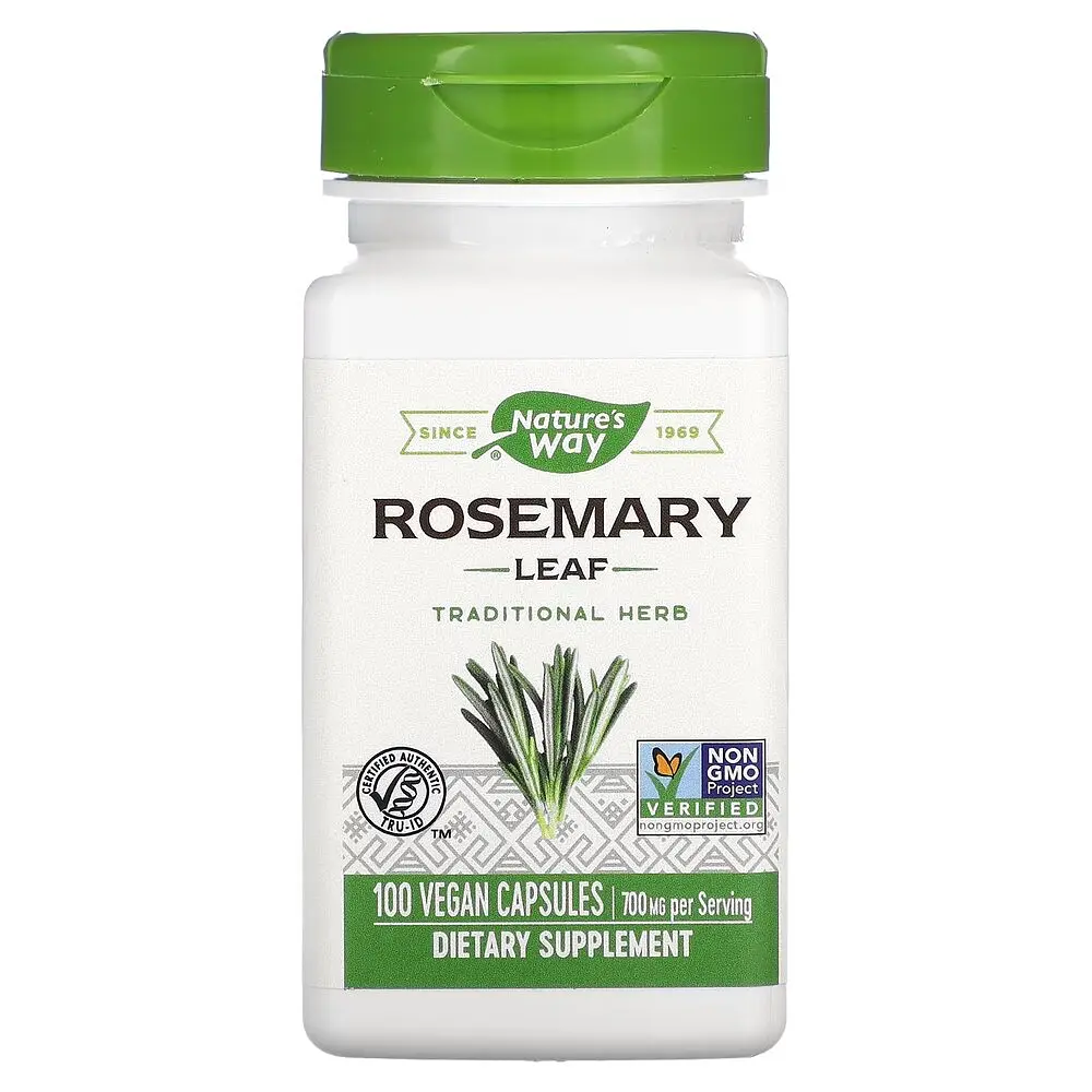 Екстракт листя розмарину Nature's Way Rosemary Leaves, 100 капсул для підтримки пам’яті та кровообігу