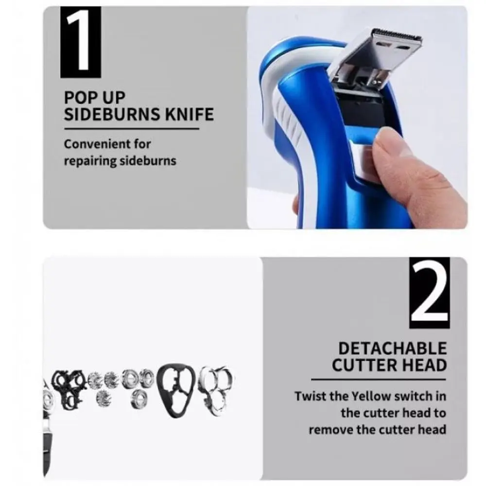 Электробритва роторная XPRO DSP 60081 для влажного и сухого бритья бело-синяя (41476-60081_517) - фото 3