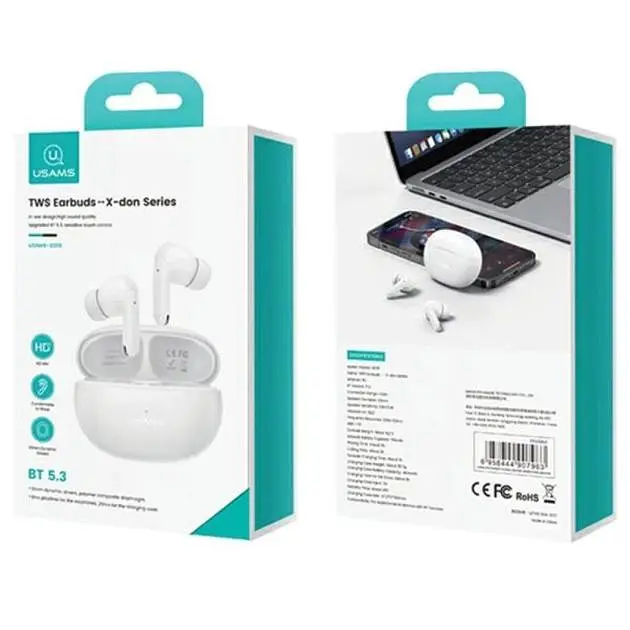 Беспроводная стерео гарнитура Usams Usams-XD18 TWS Earbuds --X-don Series BT5.3, ENC, 35mAh, 400mAh, 6h, white - фото 8
